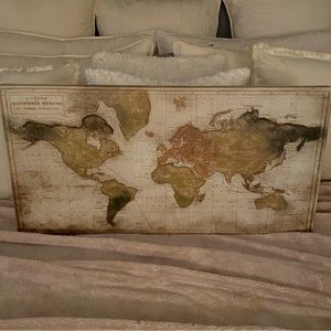 Beautiful Art On Canvas 15X30 Hand Embellished Canvas World Maps NWT